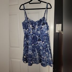 Blue Floral mini Sundress Dynamite spaghetti strap
